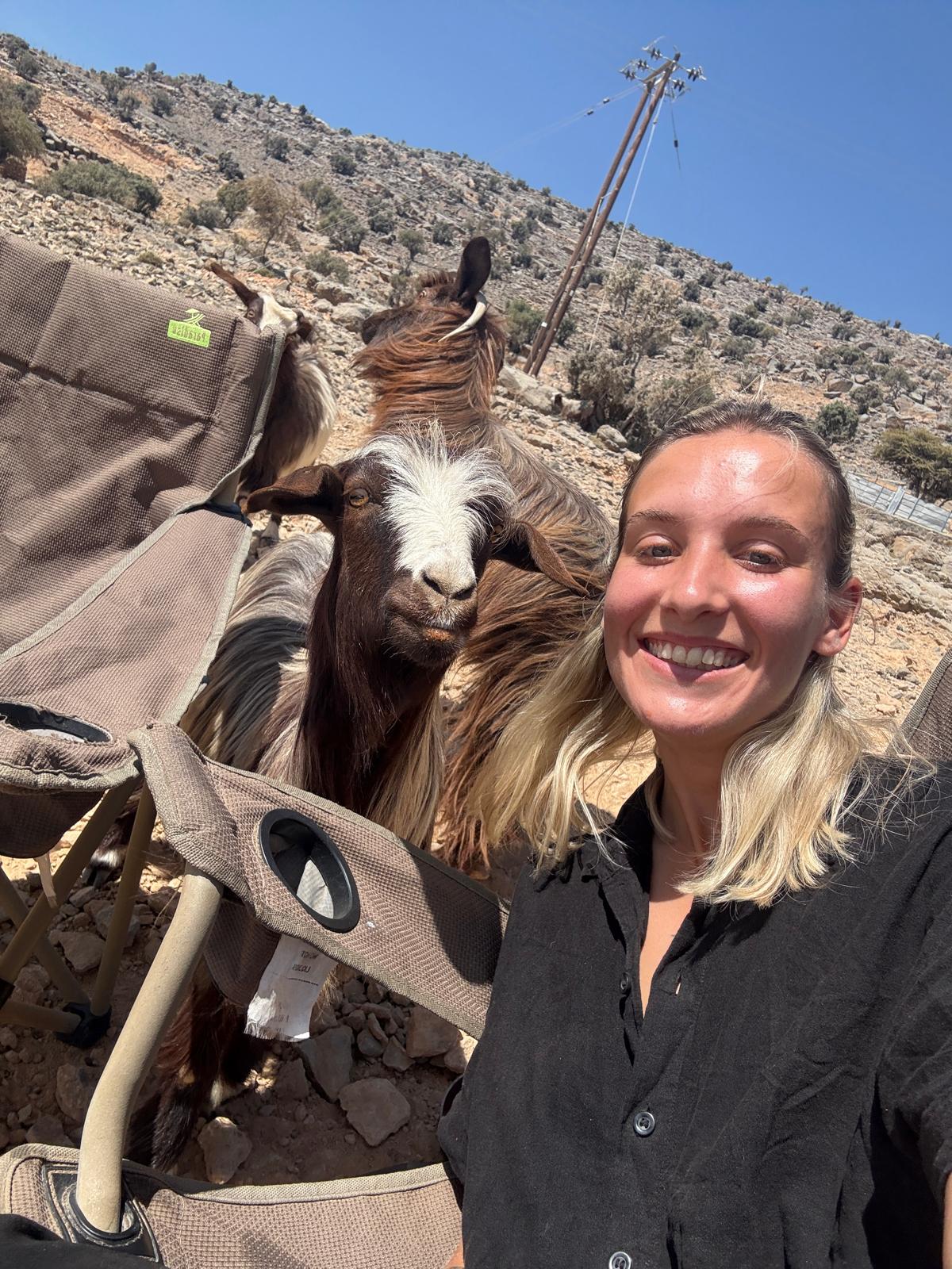 Tia and a goat